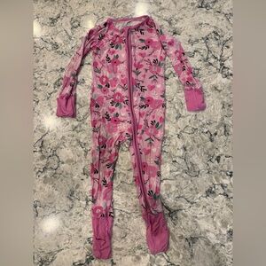 Little Sleepies Pink Floral and Hearts Zippie 6-12 months